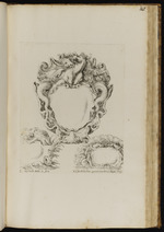 Kartusche mit Seepferden vor einer Muschel