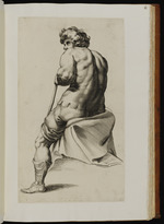 Sitzende männliche Figurenstudie von hinten gesehen