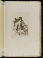 Sitzende Frau, den Kopf auf die linke Hand gestützt