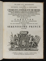 Titelblatt: Pläne und Zeichnungen der Bauwerke, Kaskaden und Fontänen