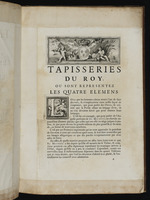 Beschreibung der Tapisserien des Königs mit den vier Elementen, Seite 1
